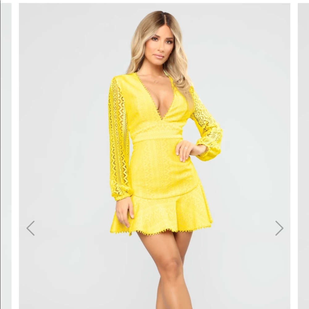 Lace Mini Dress - Yellow Fashion Nova -Sold out
